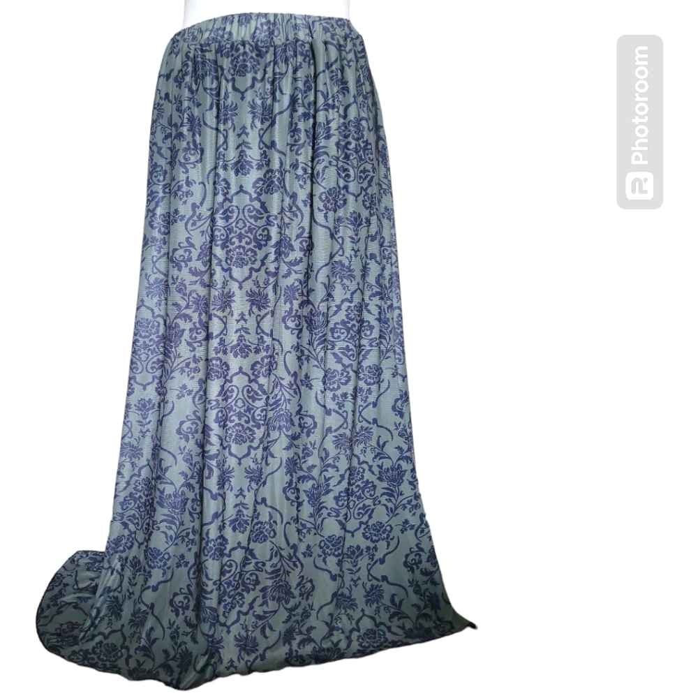 Hippie Floral Print Split Thigh Skirt - L